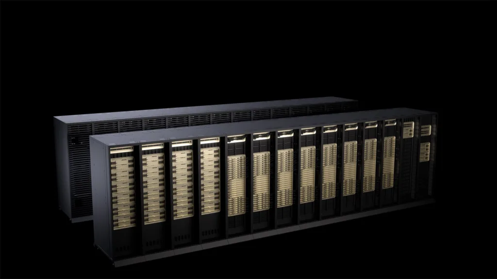 The NVIDIA Vera Rubin NVL72 rack system, announced at CES 2026. Vera CPU supports PCIe Gen6 and CXL 3.1 — the first NVIDIA CPU to list CXL. Source: NVIDIA Developer Blog